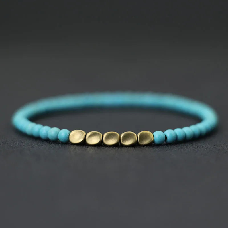 New Men 4mm Bracelet Irregular Copper Beads Strand Braclet Minimalist Black Onyx Stone Braslet Pulsera Hombre Gift For Him Joias