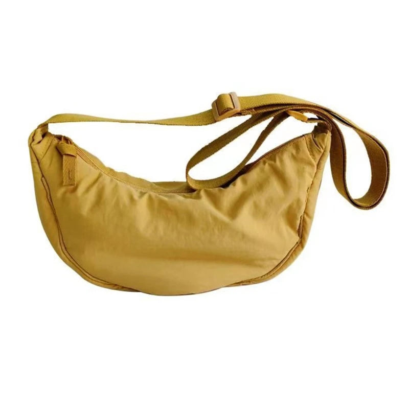 Women Half Moon Shape Crossbody Chest Bag Casual Nylon Shoulder Bag Female Large Capacity Tote Solid Lady Travel Shopper Handbag