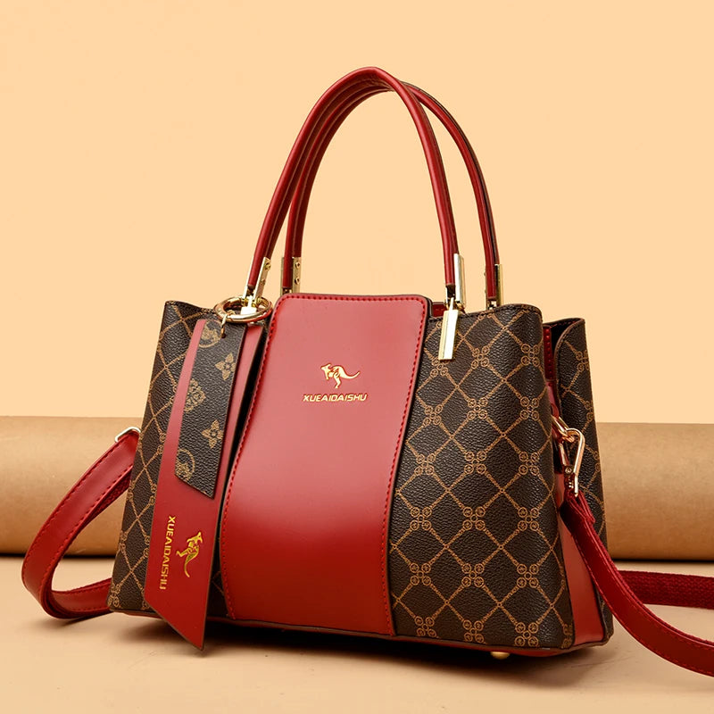 Luxury Print Leather Handbag - Large Capacity Crossbody Shoulder Bag