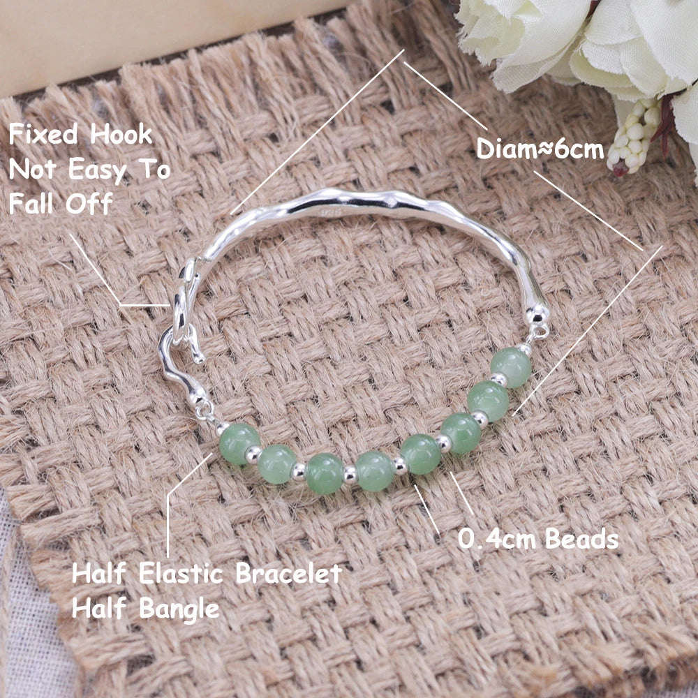New 925 Silver Geometric Bead Pearl Punk Irregular Asymmetric Adjustable Bracelet For Woman Girl Fashion Jewelry Gift Dropship