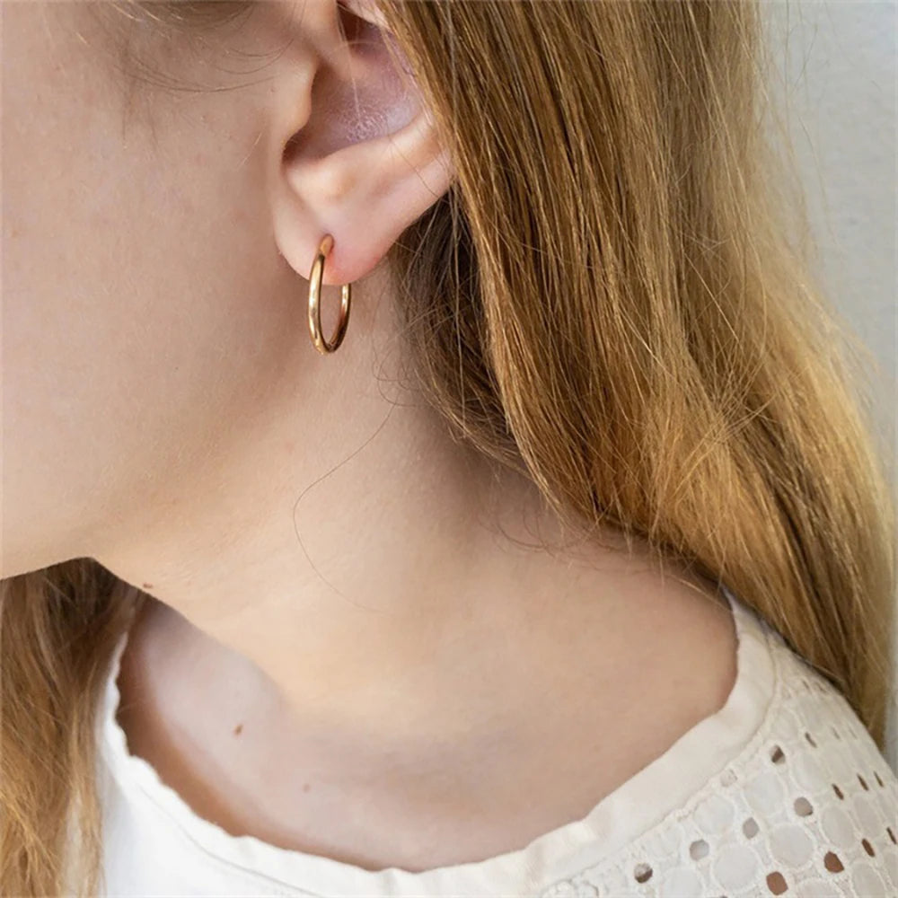 1Pairs/2Pcs Small Hoop Earrings Women Men Gold Silver Color Stainles Steel Round Circle Pendientes Mujer 2023 Anti-allergy