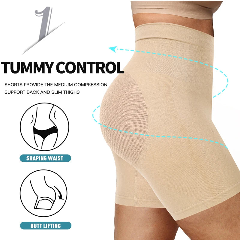 High Waist Body Shaper Shorts - Butt Lifter Mesh Buttock Enhancer