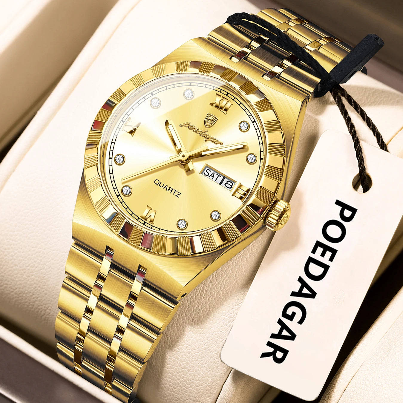 POEDAGAR Luxury Ladies Watch - Luminous Waterproof Week Date Stainless