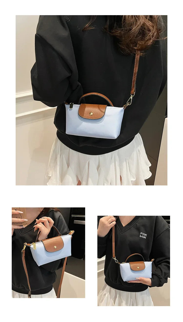 Retro Fashion Nylon Dumpling Bag Women's Crossbody Handbag Soft Polyester Lining Zipper Closure Shoulder Bag Handbag