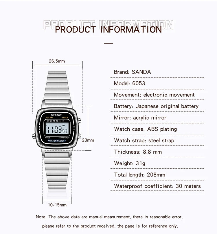 SANDA Golden Quartz Watch - Waterproof Ladies Fashion Wristwatch