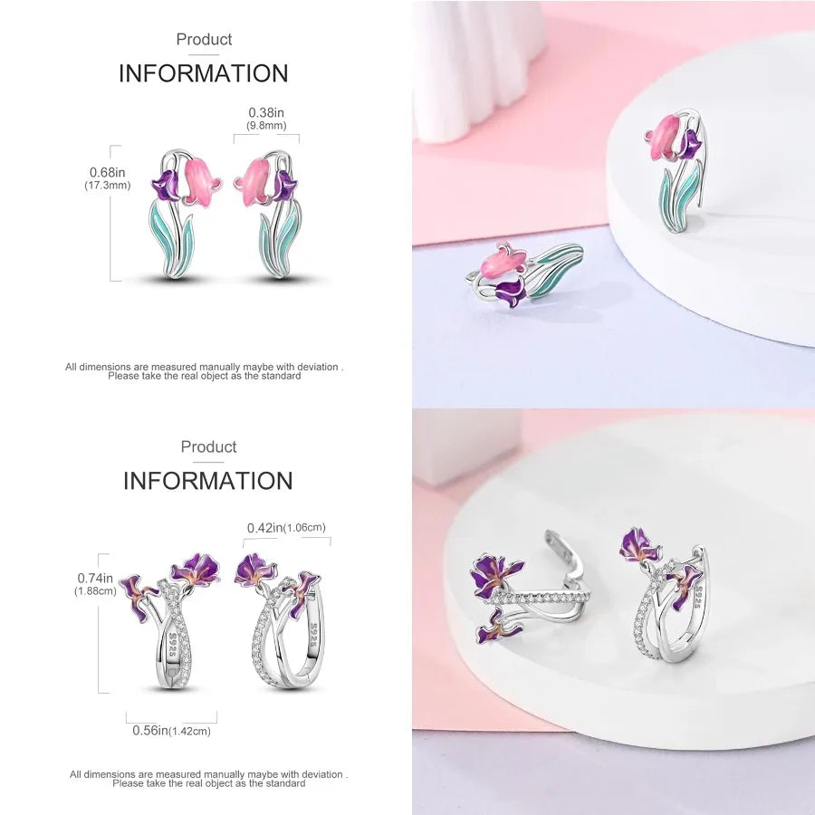 Unicorn Earrings 925 Sterling Silver Original Zircon Elephant Feather Dog Cat Blue Star Small Earrings For Women Jewelry Gift