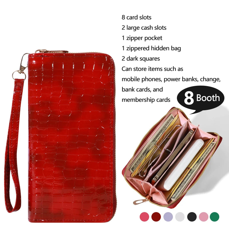 Classic Wallet, Large Capacity Clutch Purse With Zipper, Card Holder With 8 Slots And Multiple Compartments, Elegant Hand Clutch