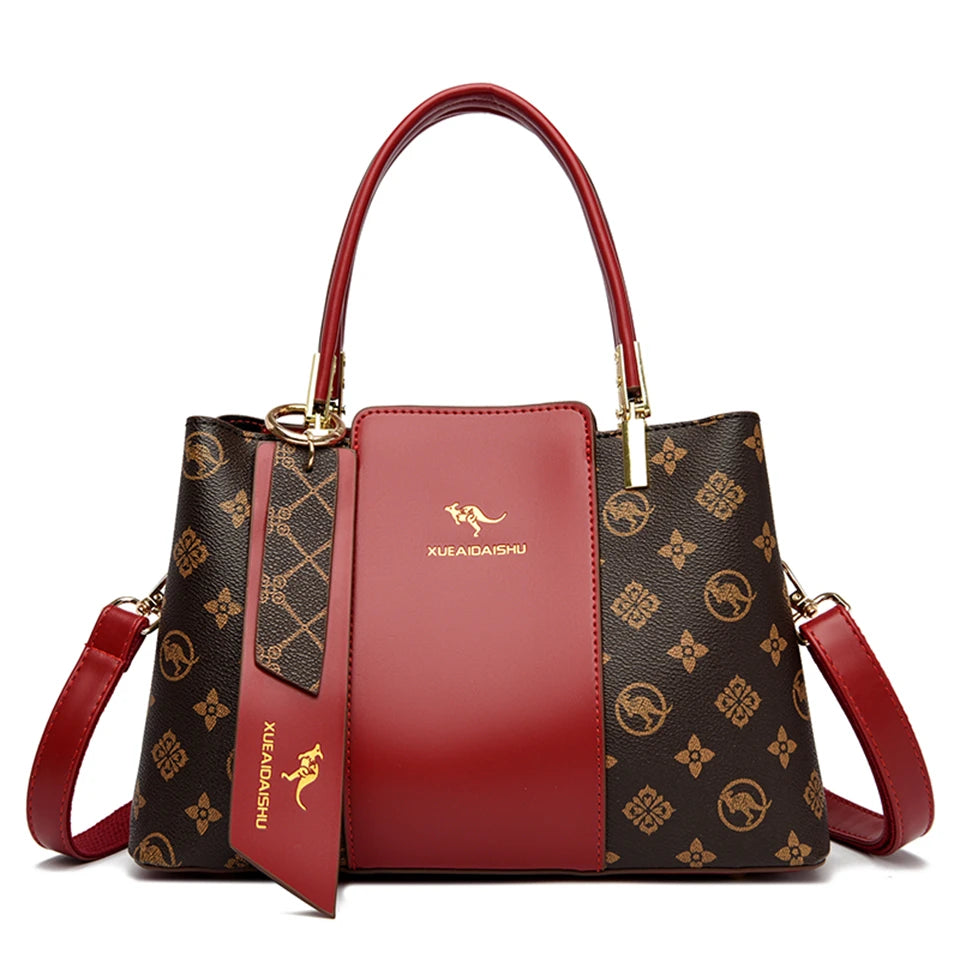 Luxury Print Leather Handbag - Large Capacity Crossbody Shoulder Bag