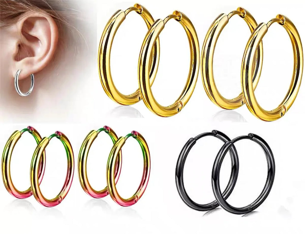 10/20Pcs Minimalist 316L Stainless Steel Small Hoop Earrings For Women Man Classic Round Earrings Fashion Ear Piercing Jewelry