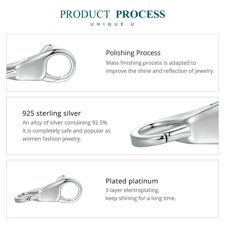 WOSTU Real 925 Sterling Silver Basic Snake Bangle Bracelet Butterfly Flower Closure Buckle For DIY Charms Bead Jewelry Make Gift