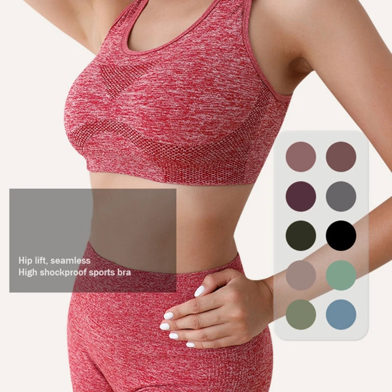 Yoga Fitness Suit High Waisted Peach Buttocks Shockproof Vest Underwear Shorts Set Breathable Women Tight Fitting Sports Bra