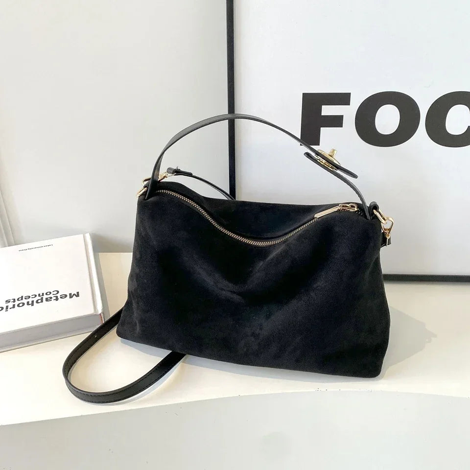 Large Capacity PU 2024 High Quality Shoulder Bag Zipper Solid Popular Fashion Handbag Soft Versatile Commuting Crossbody Bag