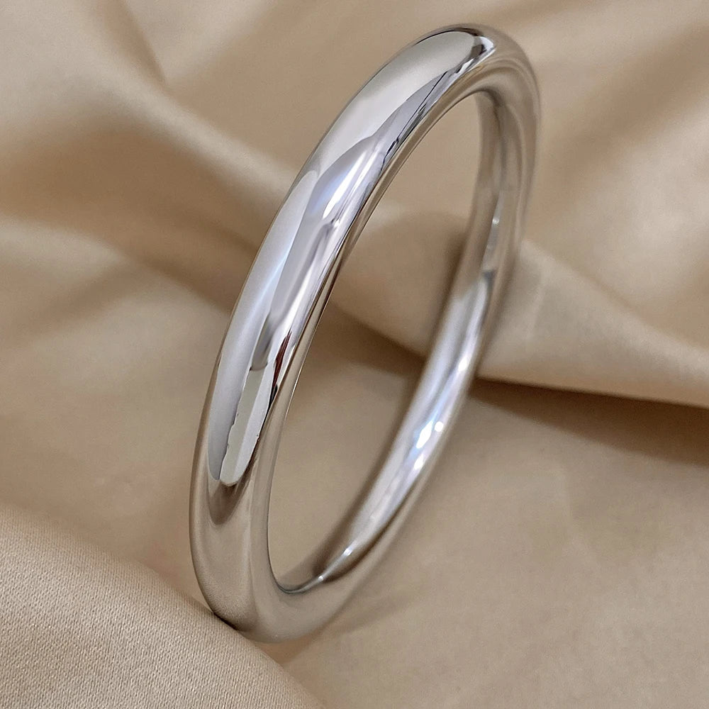 Glossy Solid Color Thick Bracelet Stainless Steel Bangle for Women Cuff Wirstband Smooth Waterproof Charm Bracelets Jewelry Gift