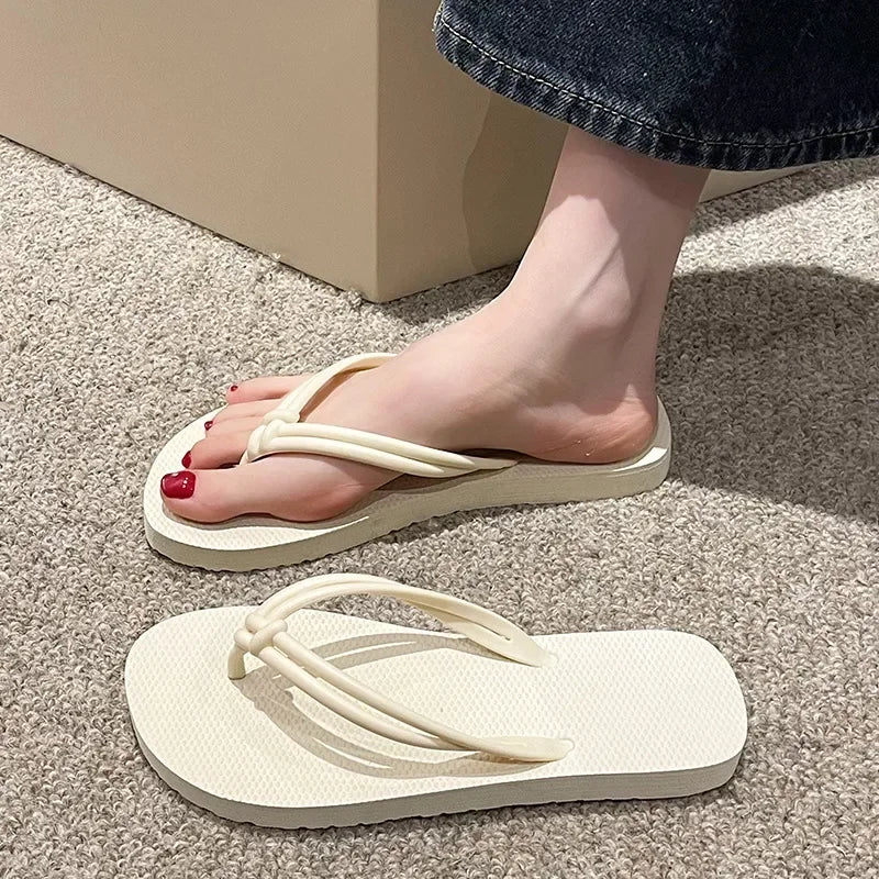 Women's Candy Color Flip Flops - Anti-Slip Summer Beach Slippers