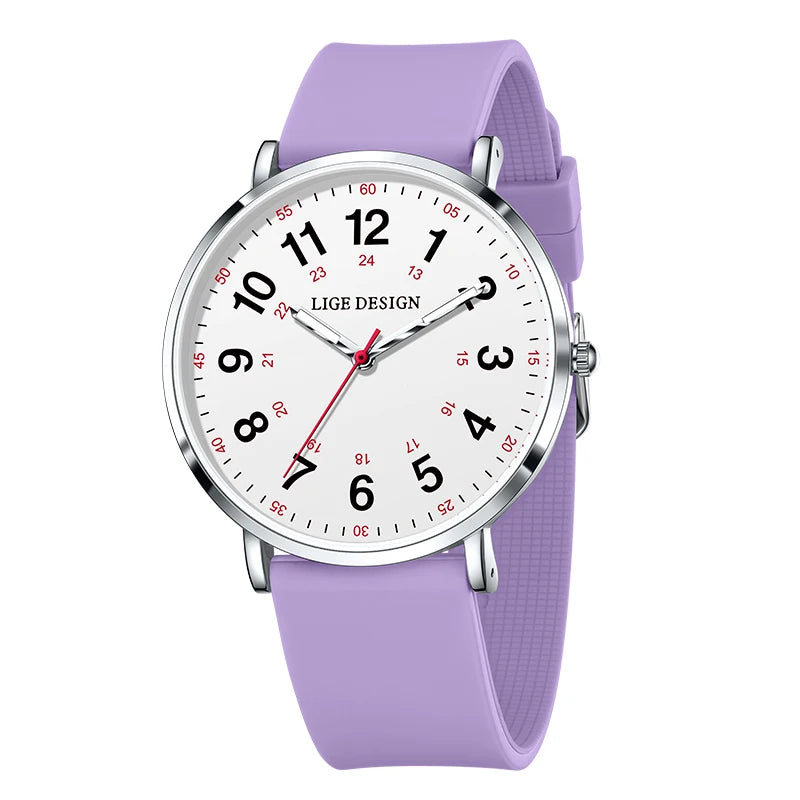 LIGE Fashion Elegant Watch - Candy Color Silicone Luminous Waterproof