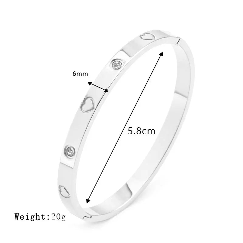 Fashion Design Gold Color Zircon And Cross Nut Nail Bangle Gold & Stainless Steel For Woman Bracelet buckle Classic jewelry