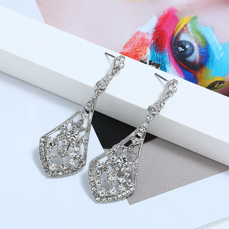 1920s Flapper Earrings 20s Art Deco Great Gatsby Earring Drop Rhinestone Jewelry Accessories Vintage Party Dangle Pearl Earrings