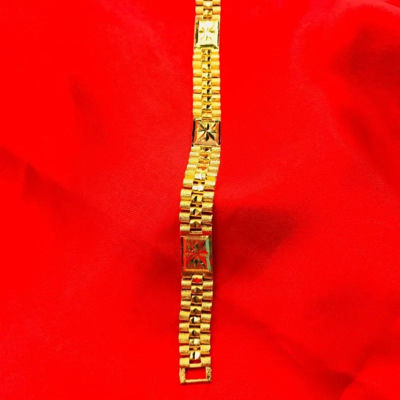 New Fashion Classic 18k Gold Plated Bracelet Gold Color Bracelet Adjustable Punk Rock Men's Party Festival Gift Accessories