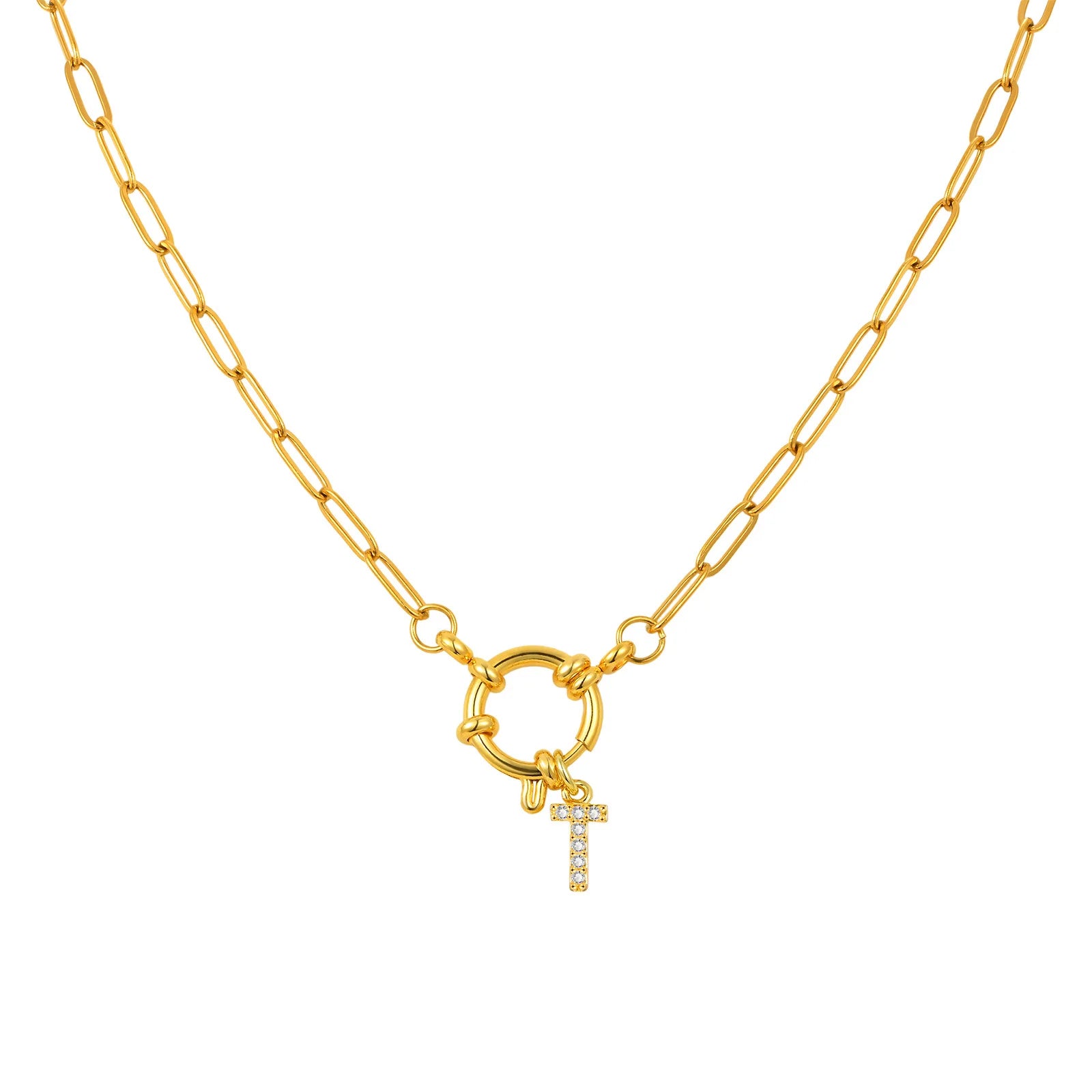 Vnox Women's Trendy Letters Necklaces With CZ Zircon, Stainless Steel 18K Gold Plated Pendant, Fashion Charm A-Z Accessories