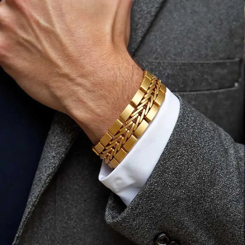 ROXI  | 2025 Stainless Steel Cuban Bracelet for Men Luxury Charm Party Jewelry Gold Plated Original Design Dropshipping
