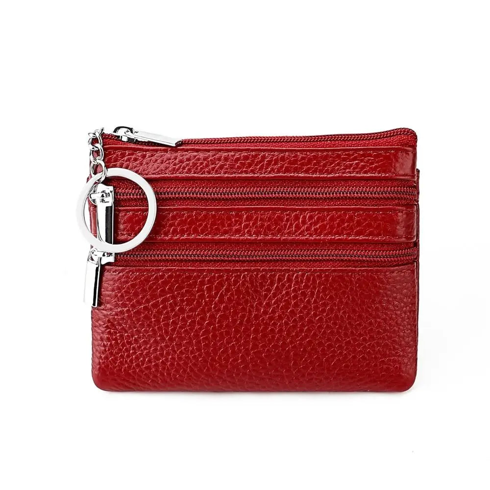 PU Leather Key Ring Waterproof Pocket Purse Money Coin Purse Zipper Wear-resistant Credit Card Holder