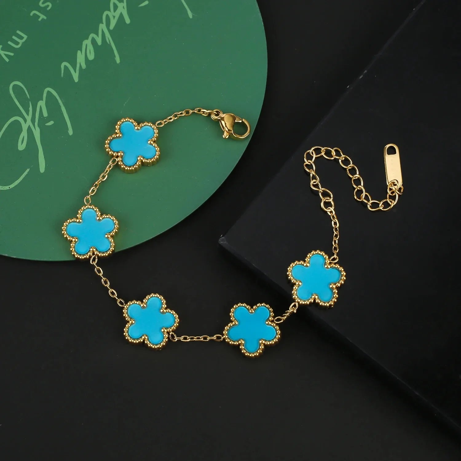 Gold Plated Hot Sale 316L Stainless Steel Plant Five Leaf Flower Bracelet Classic For Woman New Fashion Party Jewelry Clover