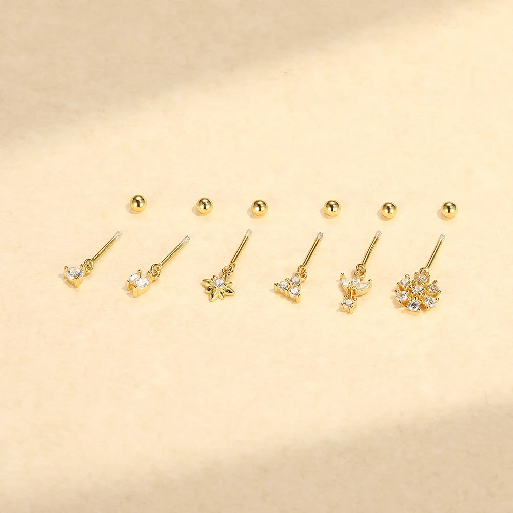 Aide 925 Sterling Silver 1piece Silver Color Thread Labret Upper Stud Earrings Cartilage Tragus Helix Piercing Studs Jewelry