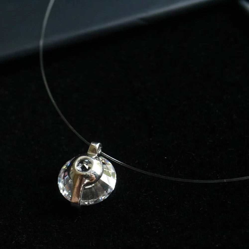IGOTOS 0.5-5CT Moissanite Pendant Necklace Women GRA Certified 925 Sterling Silver Transparent Fishing Line Choker Chain Jewelry