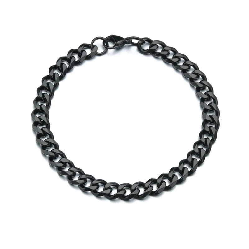 LETAPI Fashion Stainless Steel Curb Cuban Chain Bracelet for Men Women Hip Hop Couple Unisex Wrist Hand Jewelry Gift Party