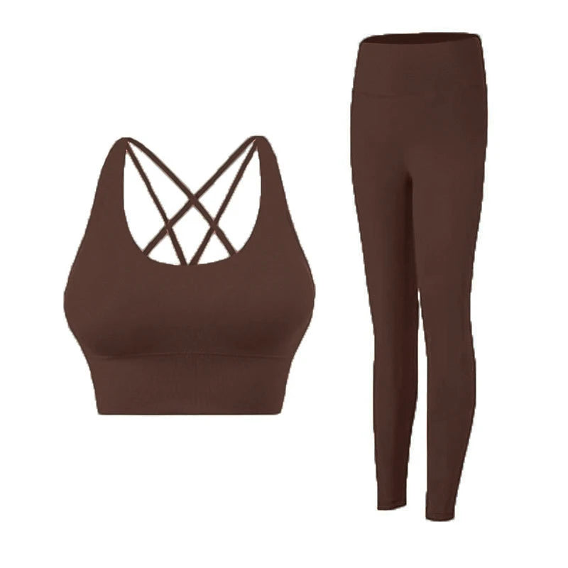 2 Piece Yoga Clothes - Athletic Tracksuit Sports Bra & Leggings
