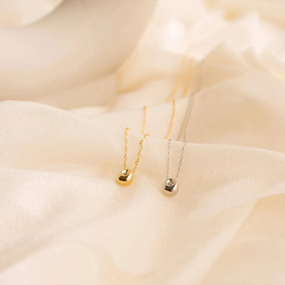 eManco Stainless Steel Gold-Plated Water Drop Pendant Necklace Women's Fine Jewelry Adjustable Short Accessories