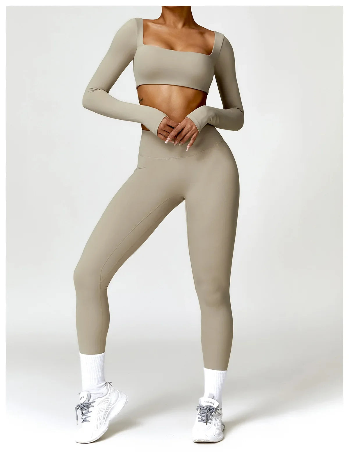 2PCS Yoga Set Women Gym Long Sleeve Sports Suits Fitness Bra Crop Top Workout Clothes Female Athletic Wear Legging Sportswear