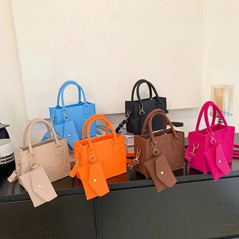 Korean Version Minimalist Embossed Felt Lightweight Handbag 2025 New Single Shoulder Diagonal Span Two-Piece Bag For Women