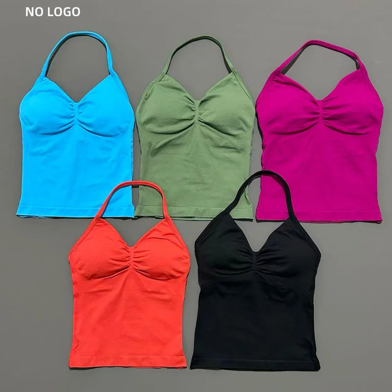 HISTELLO Impact Sports Bra - Longline Strappy Yoga Tank Top