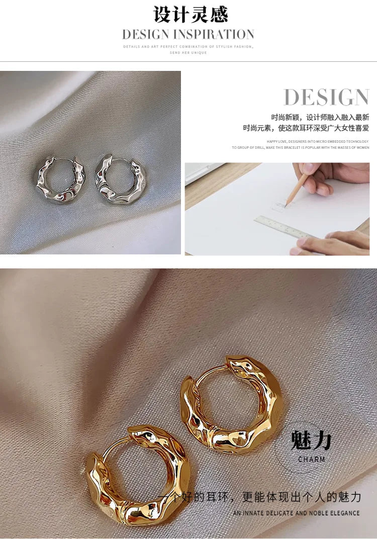 New Hot Sell Trendy 925 Sterling Silver Circle Earrings for Women Real Silver Ear Hoop Earrings