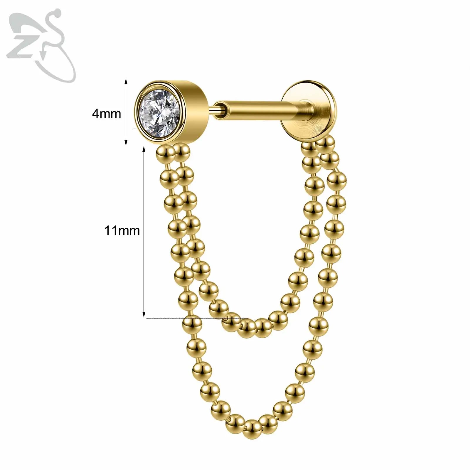 ZS 1PC 16G/18G Stainless Steel Ear Studs O-Shaped Stud Earrings Plug In Gold Color Cartilage Earring Heart Ear Piercings Jewelry