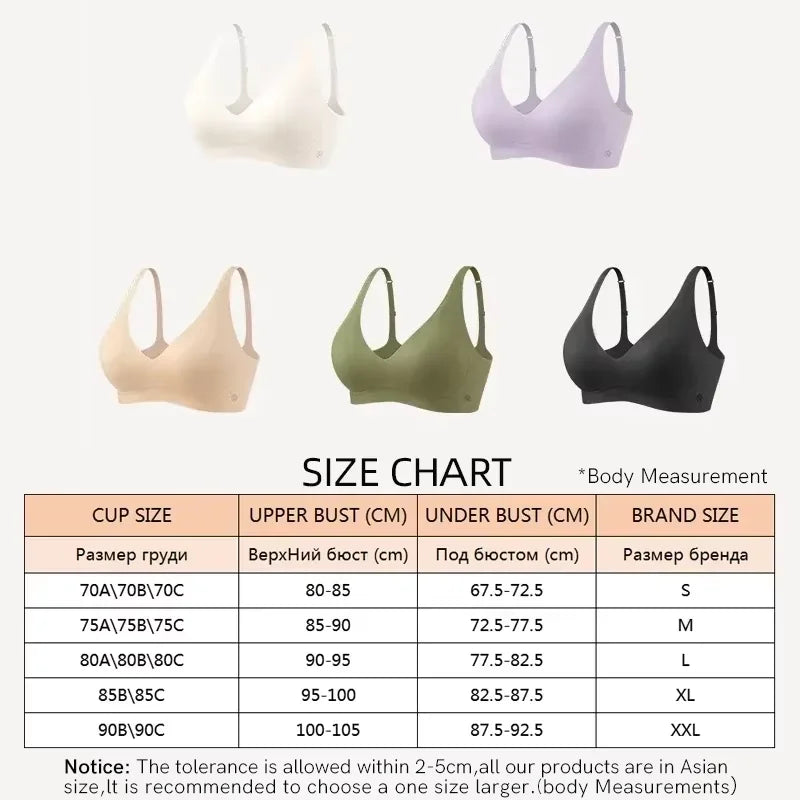 SUJIIN Sexy Push Up Bra - Seamless Wireless V Neck Bralette