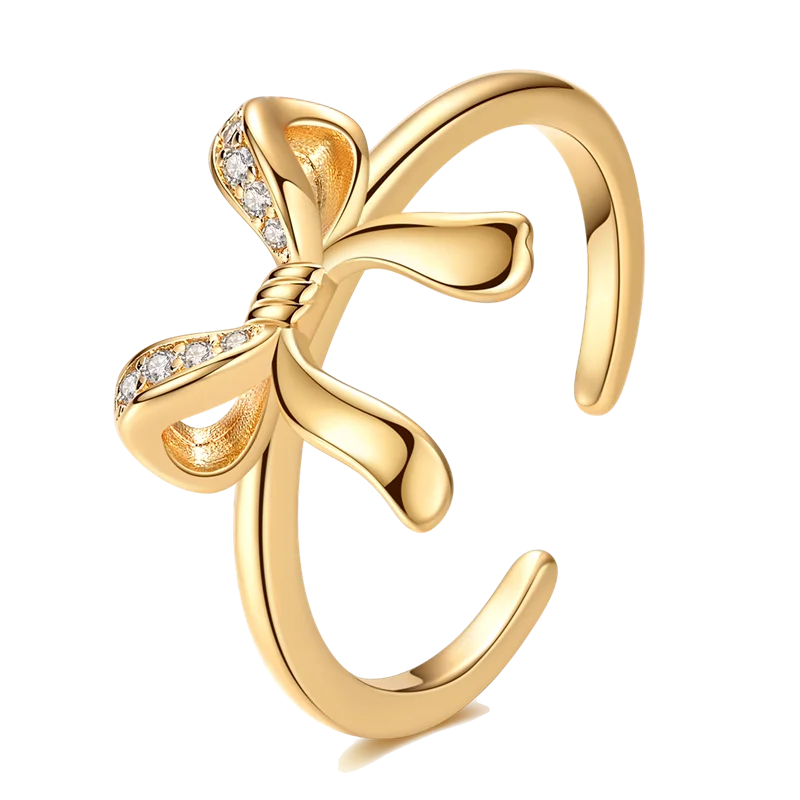 925 Sterling Silver Love Ring - Gold Sparkling Wedding Engagement