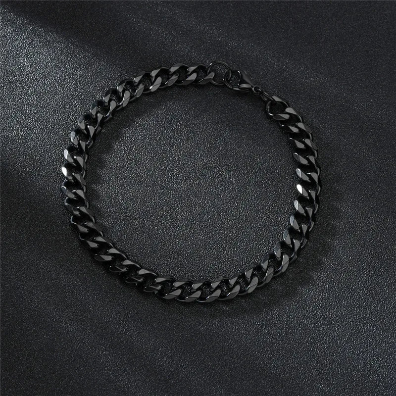 LETAPI Fashion Stainless Steel Curb Cuban Chain Bracelet for Men Women Hip Hop Couple Unisex Wrist Hand Jewelry Gift Party