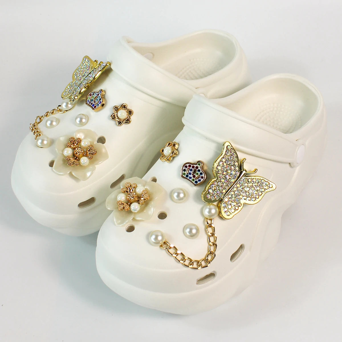 Women's DIY Silver Butterfly-Knot Clogs - Multi-Season Fashion Garden Shoes