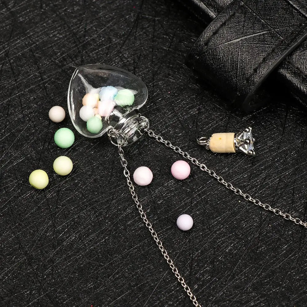 Openable Water Drop Heart Steel Chain Perfume Vial Necklace Wishing Bottle Pendant Essential Oil Diffuser Memorial Jewelry Gifts