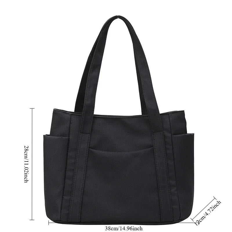 High Quality Commuting Tote Bag Simple Nylon Women's Shoulder Bag Large Capacity Student Class Handbag