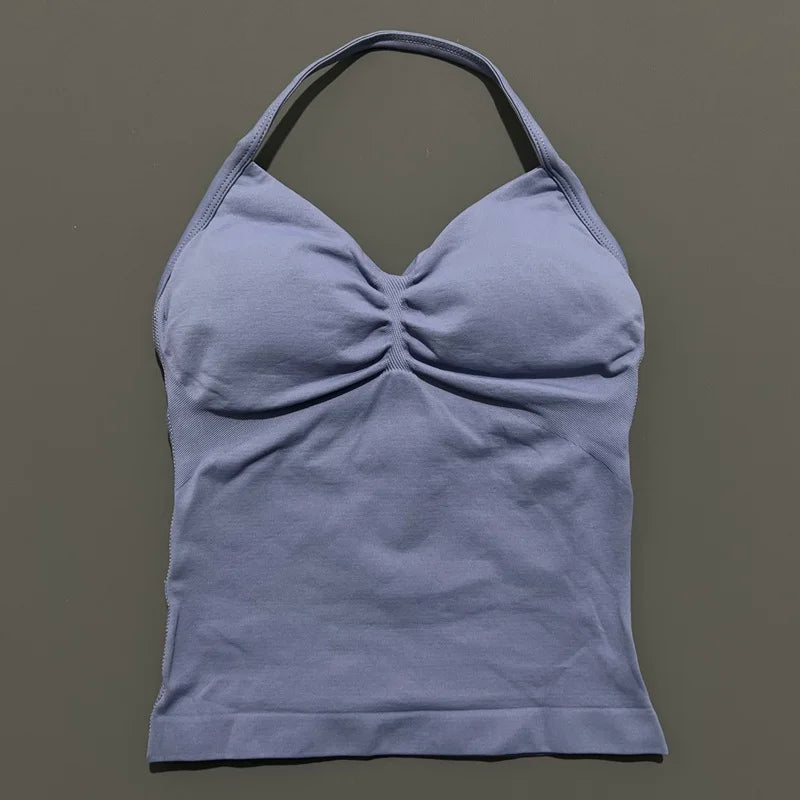 HISTELLO Impact Sports Bra - Longline Strappy Yoga Tank Top
